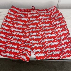 Supreme Signature Script Logo Water Short Red